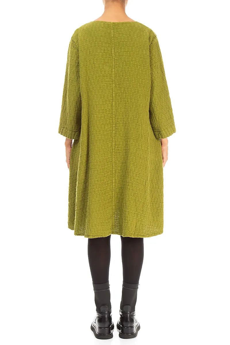 Floaty Golden Lime Textured Linen Dress 2