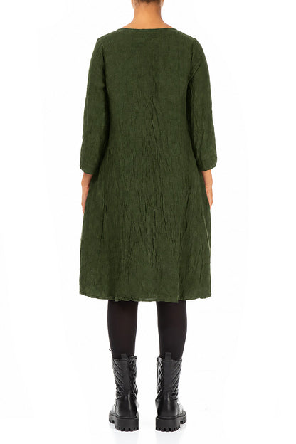 Floaty Shamrock Green Mélange Linen Dress