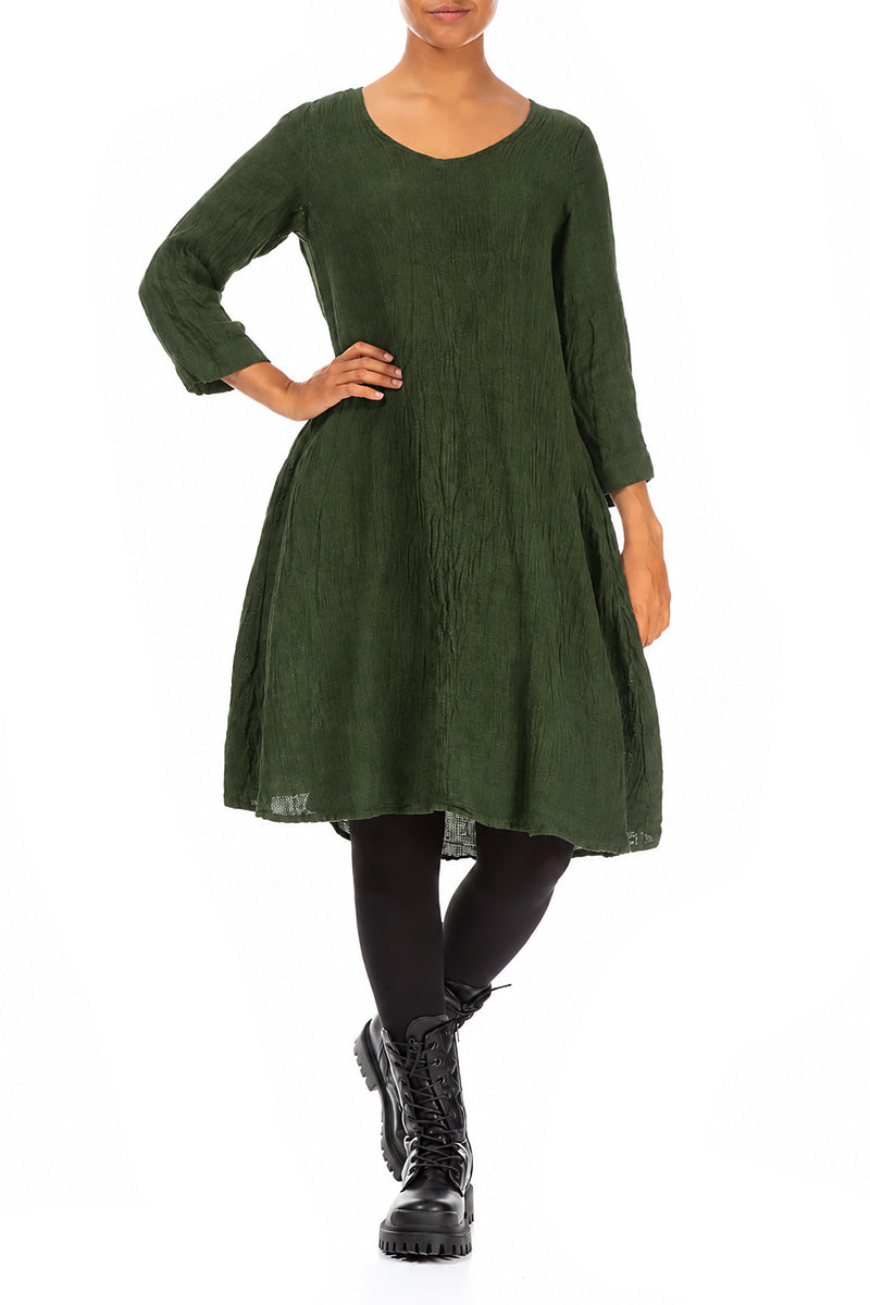 Floaty Shamrock Green Mélange Linen Dress