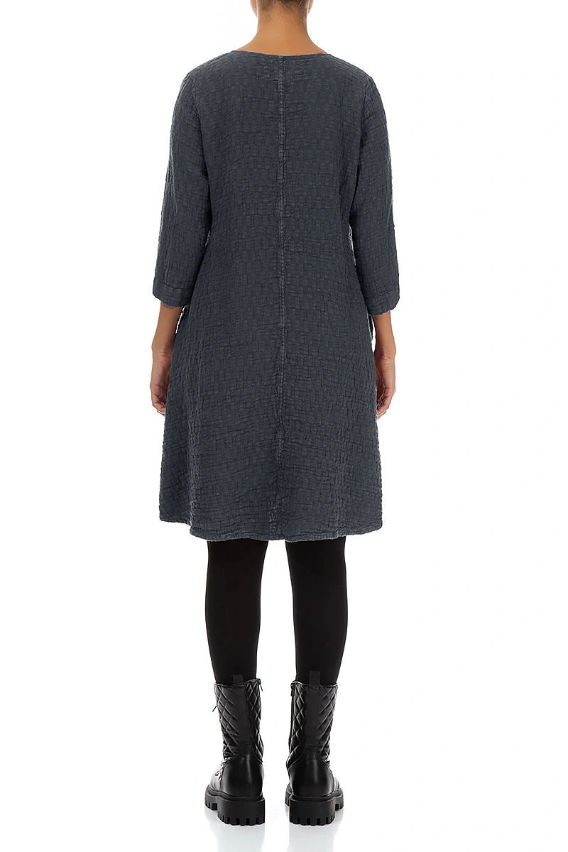 Floaty Slate Textured Linen Dress