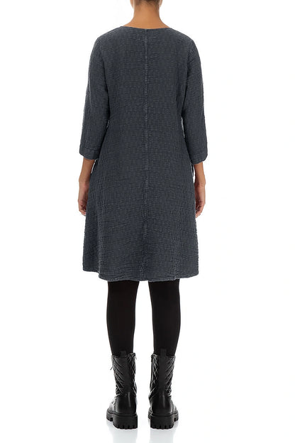 Floaty Slate Textured Linen Dress
