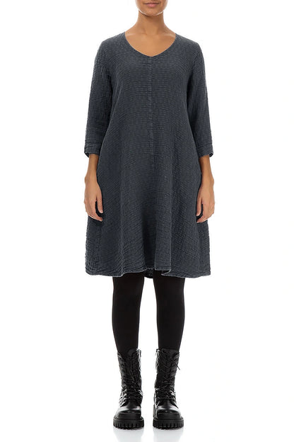 Floaty Slate Textured Linen Dress