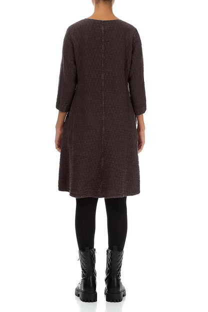 Floaty Truffle Brown Textured Linen Dress