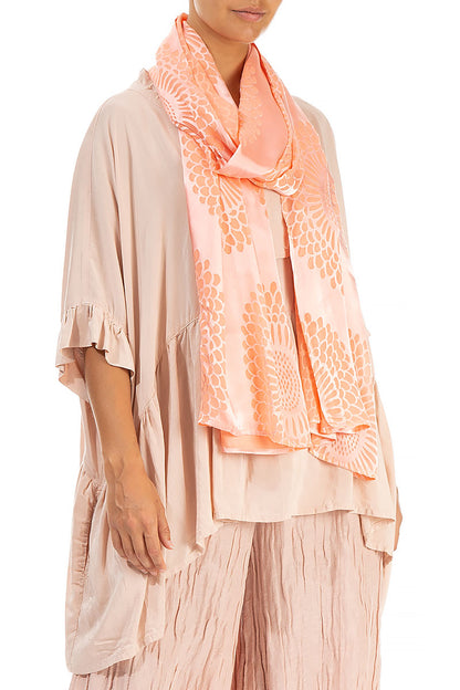 Floral Coral Silk Scarf 4