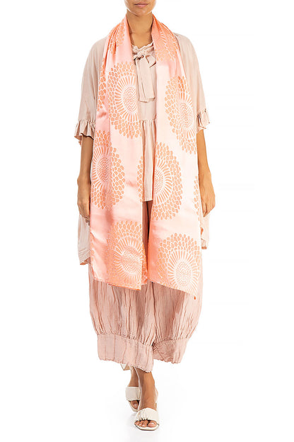 Floral Coral Silk Scarf 5