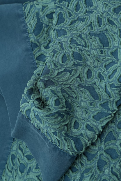 Floral Deep Turquoise Silk Chiffon Scarf