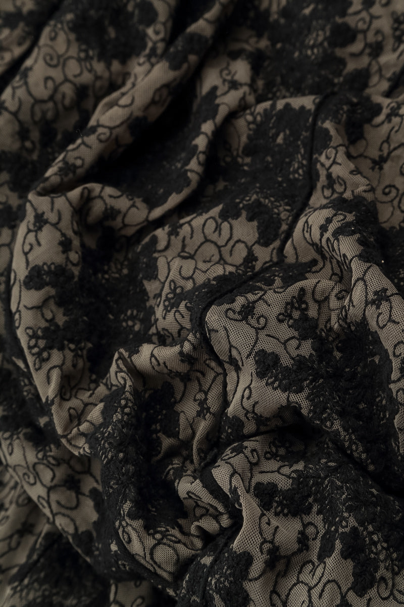 Floral Lace Black Cotton Maxi Dress 6