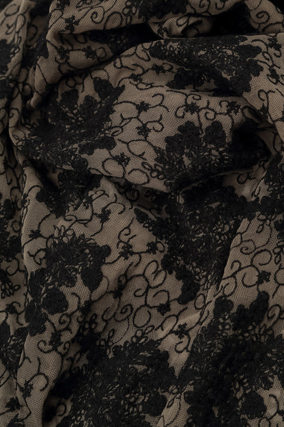 Floral Lace Black Cotton Maxi Dress 7