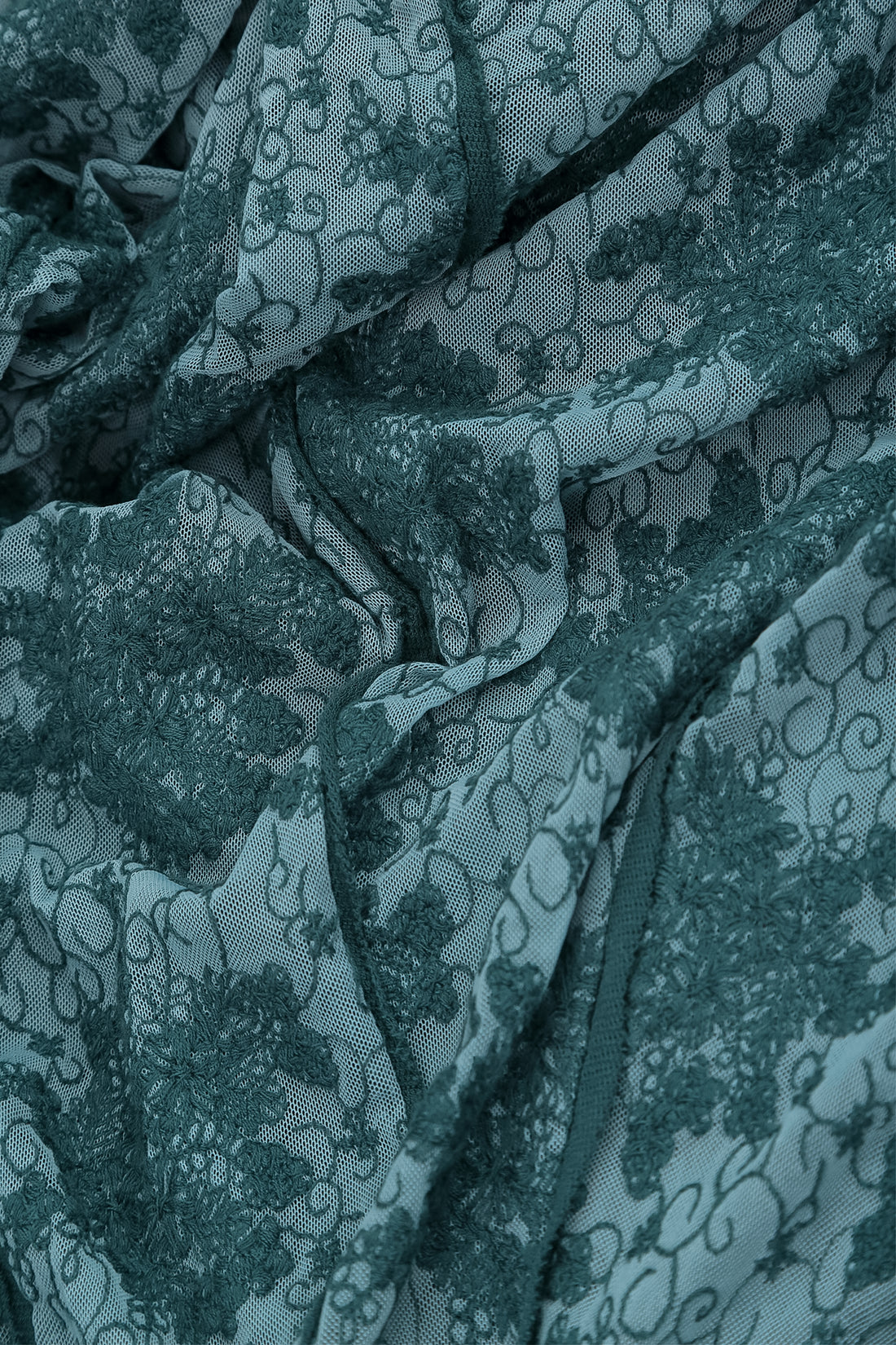 Floral Lace Deep Turquoise Cotton Maxi Dress 7