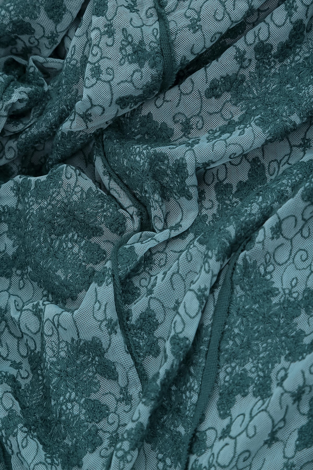 Floral Lace Deep Turquoise Cotton Maxi Dress 7