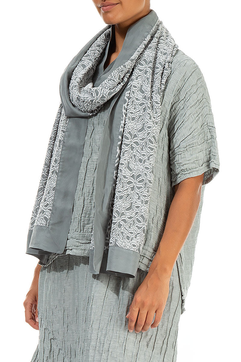 Floral Sage Silk Chiffon Scarf 3
