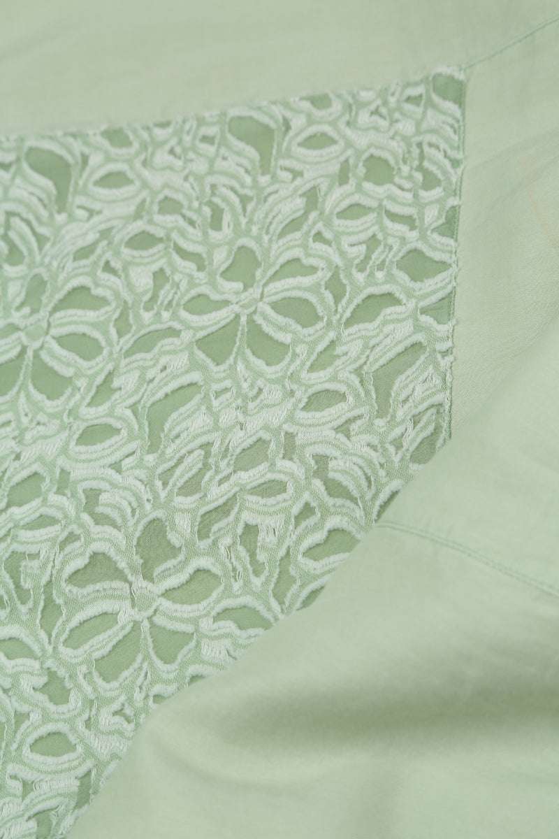 Floral Texture Mint Silk Cotton Dress 5