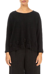 Flowers Black Wool Sweater 1