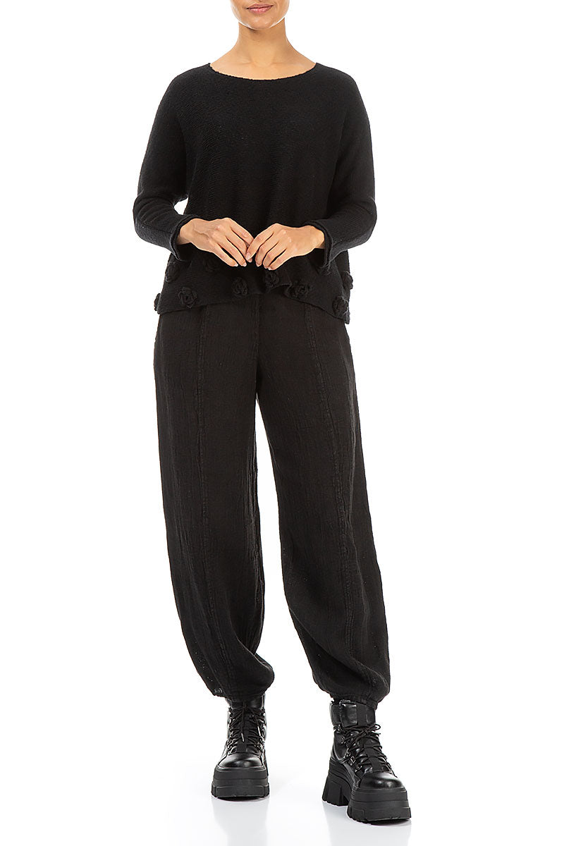 Flowers Black Wool Sweater 4