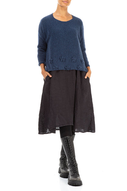 Flowers Blue Wool Sweater 4