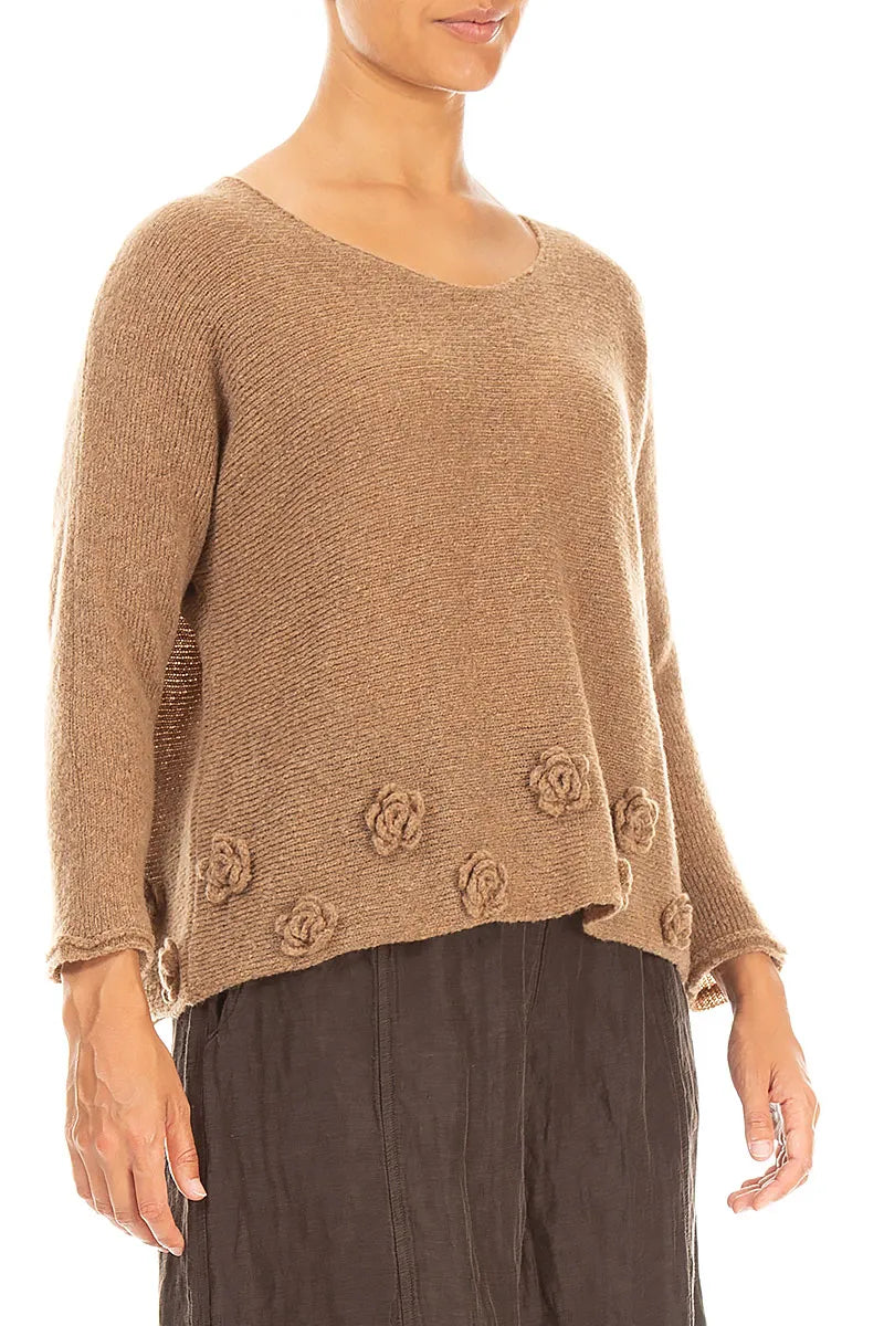 Flowers Caramel Wool Sweater 3