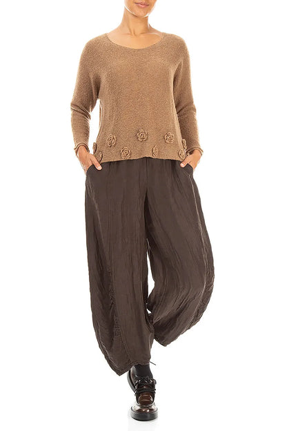 Flowers Caramel Wool Sweater 4