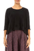 Flowers Decorated Black Linen Jumper 1