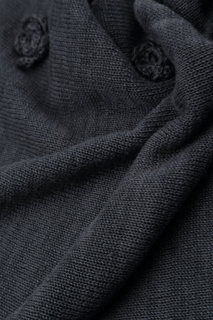 Flowers Decorated Graphite Linen Jumper 5