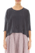 Flowers Decorated Graphite Linen Jumper 1