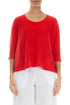 Flowers Decorated Red Linen Jumper 1