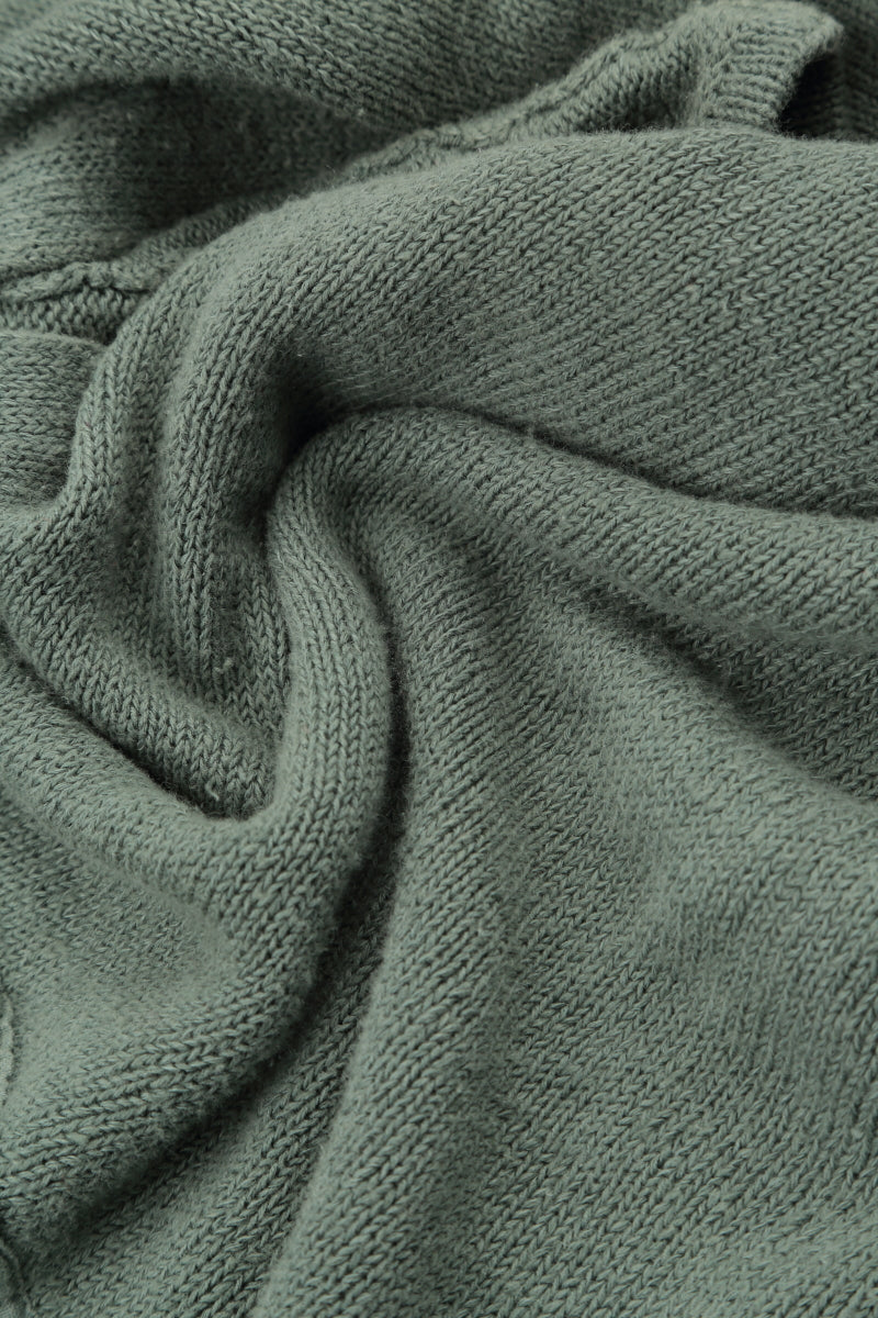 Flowers Decorated Sage Linen Jumper 5
