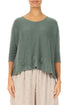 Flowers Decorated Sage Linen Jumper 1