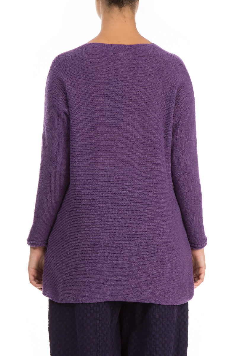 Flowers Purple Wool Sweater