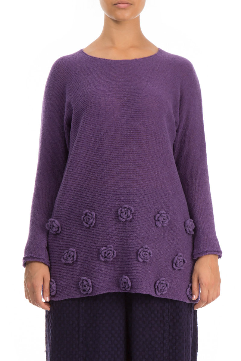 Flowers Purple Wool Sweater 1