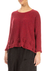 Flowers Red Wool Sweater 3