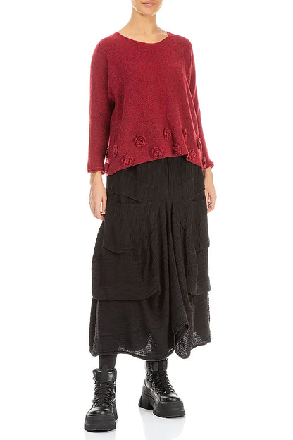 Flowers Red Wool Sweater 4