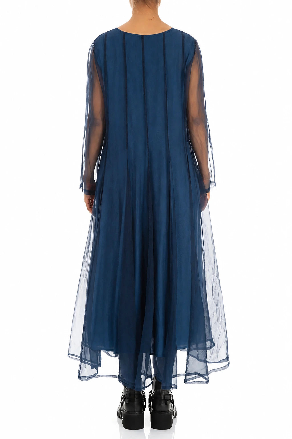 Flowing Azure Silk Chiffon Dress 2
