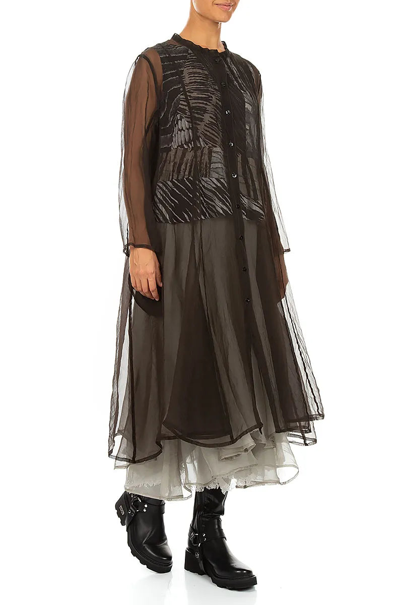 Flowing Black Silk Chiffon Jacket 3