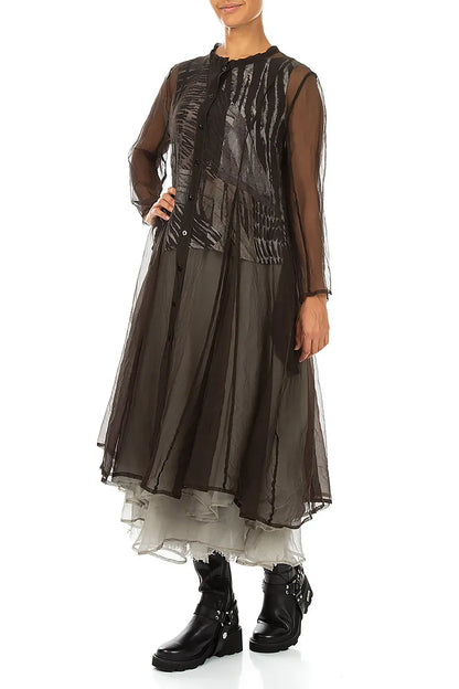Flowing Black Silk Chiffon Jacket 4