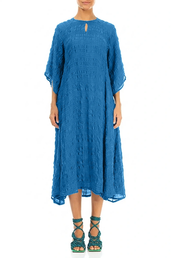 Flowing Cobalt Blue Layered Silk Dress 1