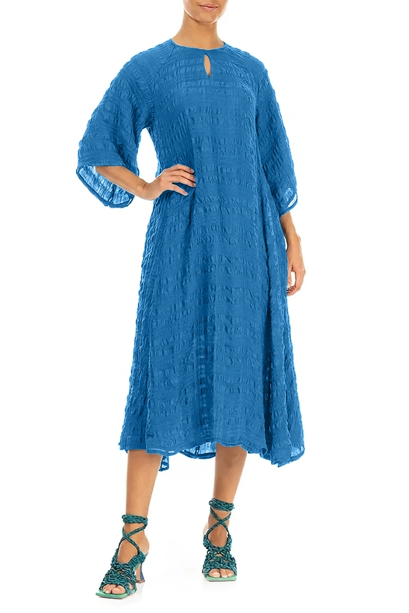 Flowing Cobalt Blue Layered Silk Dress