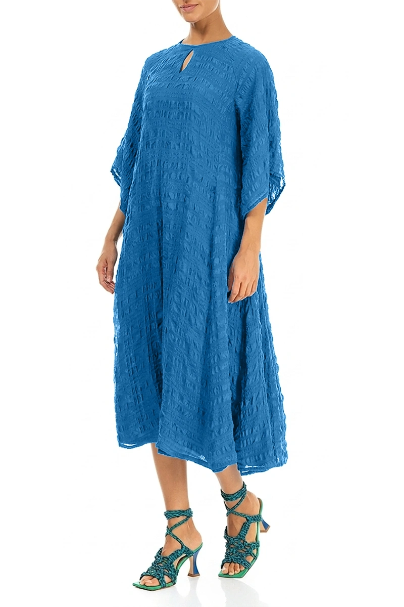 Flowing Cobalt Blue Layered Silk Dress