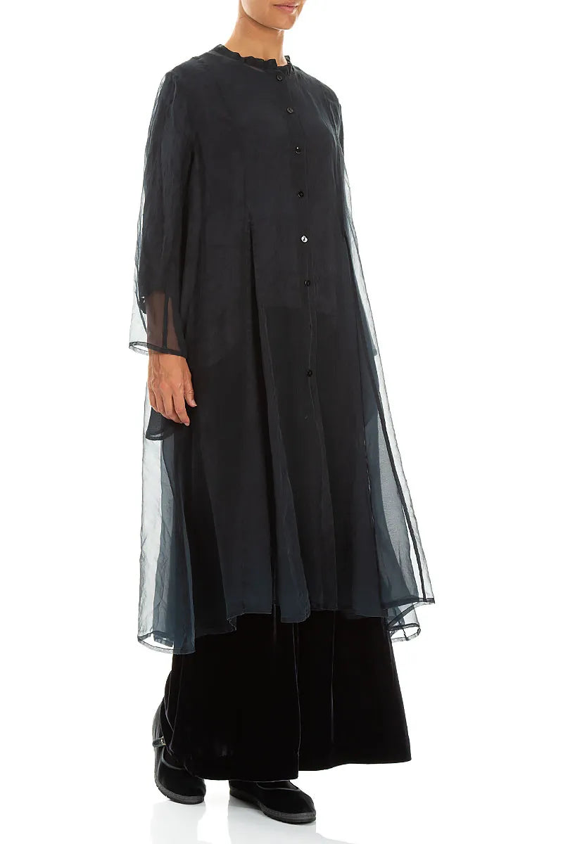 Flowing Deep Turquoise Silk Chiffon Jacket 3