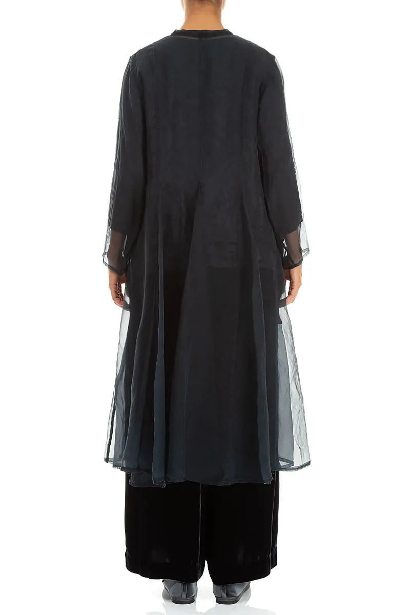 Veste fluide en mousseline de Soie Turquoise profond