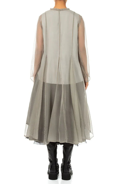 Flowing Olive Grey Silk Chiffon Jacket