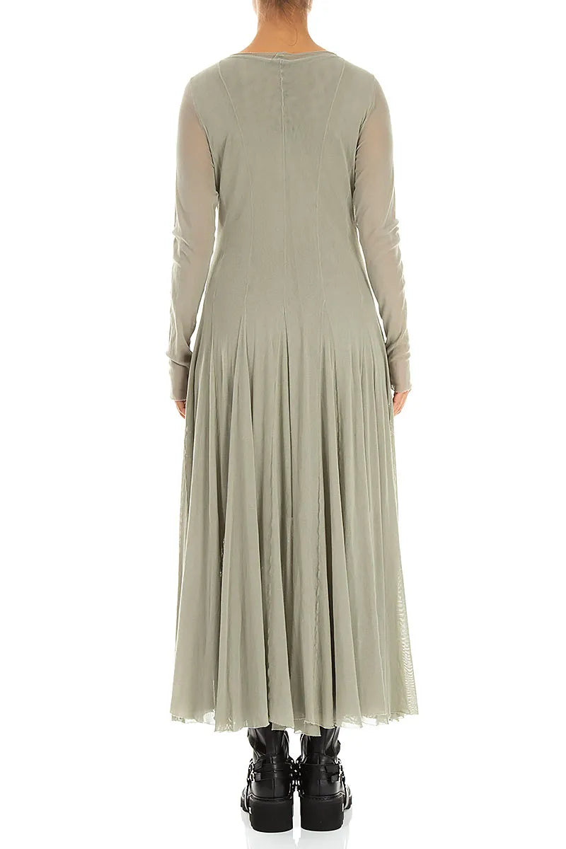 Flowing Olive Mesh Soft Cotton Dress
