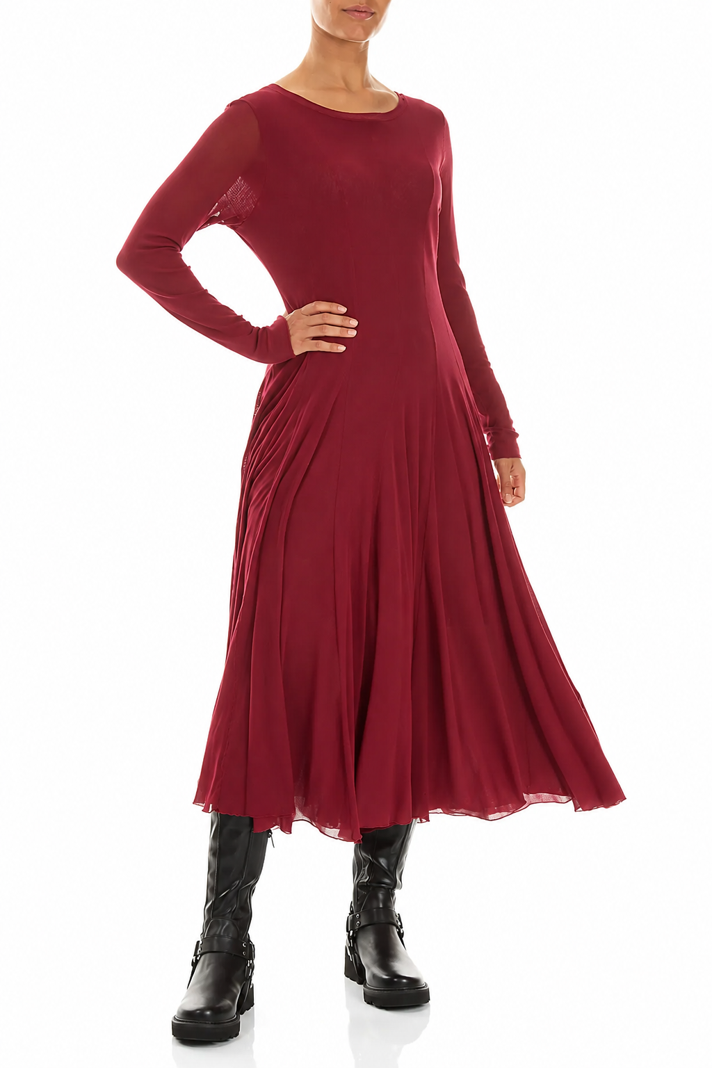 Flowing Ruby Mesh Soft Cotton Dress