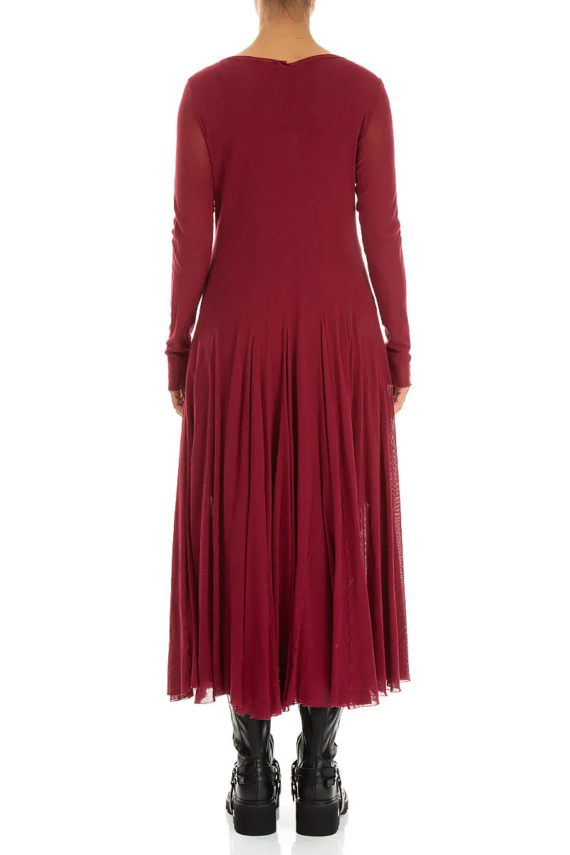 Flowing Ruby Mesh Soft Cotton Dress