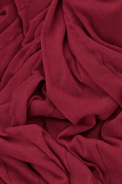 Flowing Ruby Mesh Soft Cotton Dress