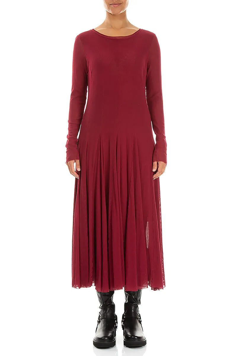Flowing Ruby Mesh Soft Cotton Dress