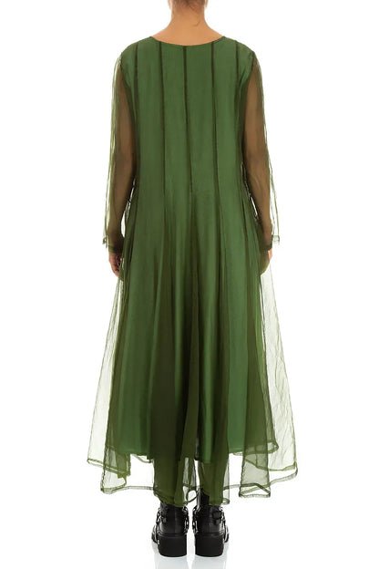 Flowing Shamrock Green Silk Chiffon Dress