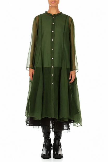 Flowing Shamrock Green Silk Chiffon Jacket