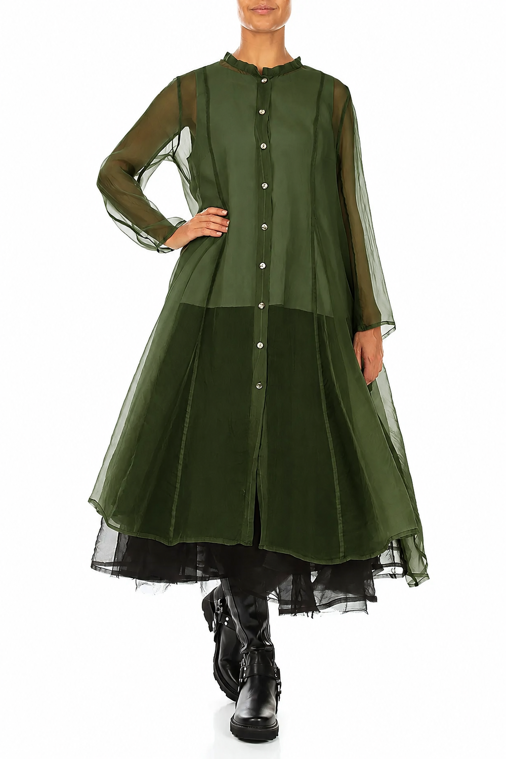 Flowing Shamrock Green Silk Chiffon Jacket