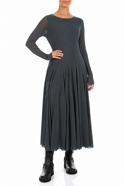 Flowing Slate Mesh Soft Cotton Dress