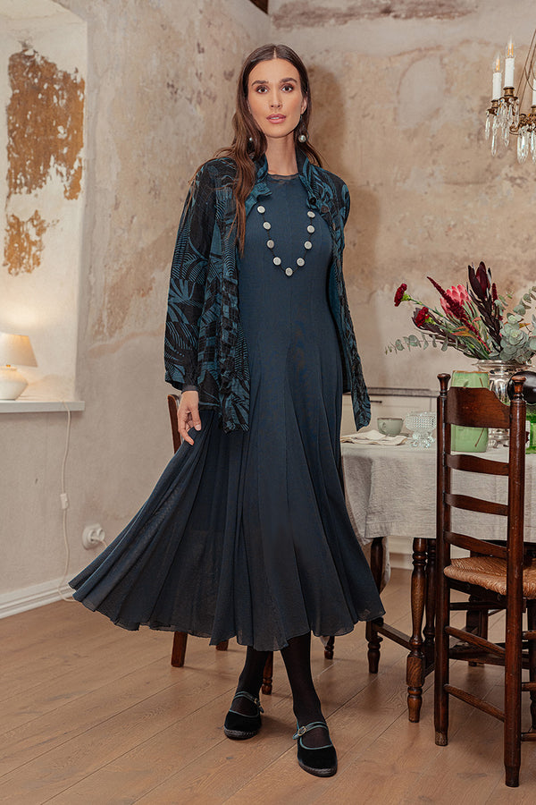 Flowing Slate Mesh Soft Cotton Dress